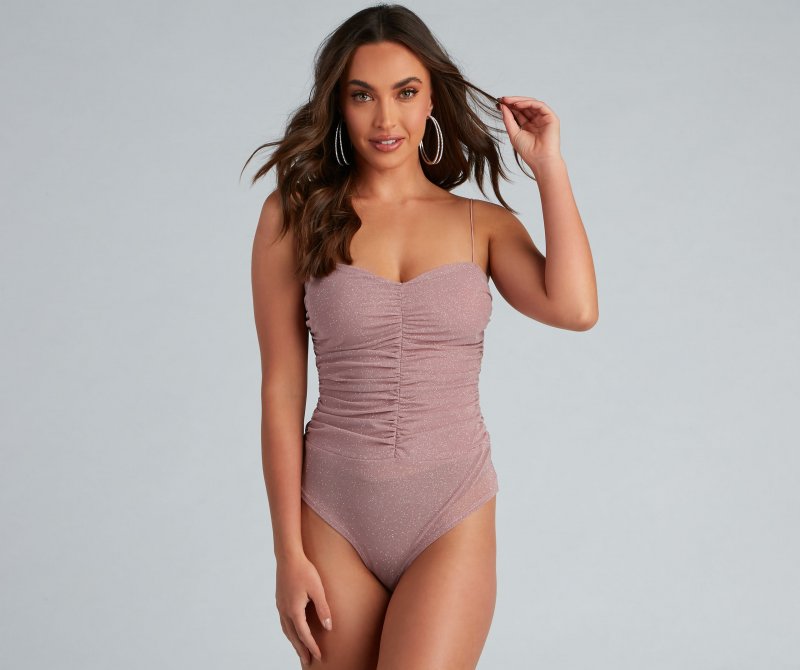 TableClothsUs Shine Bright Glitter Mesh Bodysuit